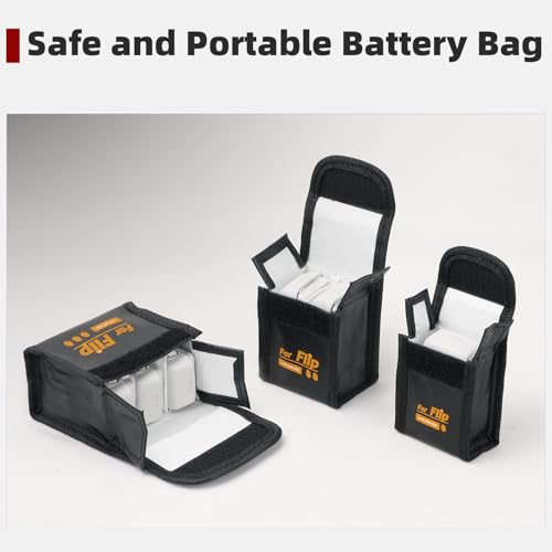 CAPART Battery Safe Bag for DJI Flip Drone Accessories, Fire-proof Explosion-proof Battery Safe Pouch for Charging and Storage (Large Size for 3pcs Batteries)