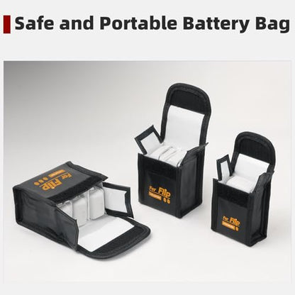 CAPART Battery Safe Bag for DJI Flip Drone Accessories, Fire-proof Explosion-proof Battery Safe Pouch for Charging and Storage (Large Size for 3pcs Batteries)