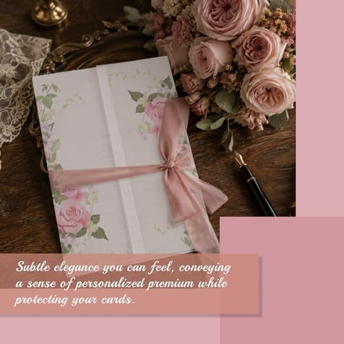 Goefun 120 Pack Pre-Folded Floral Vellum Paper 5x7 with Pink Rose Pattern - color: pattern-pink rose, size: 5x7-120pcs