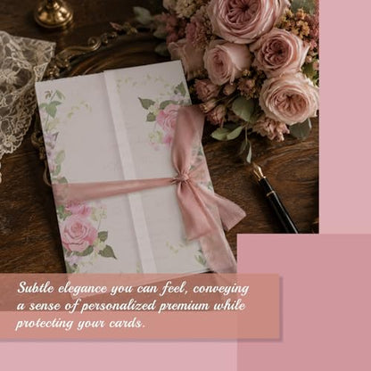 Goefun 120 Pack Pre-Folded Floral Vellum Paper 5x7 with Pink Rose Pattern - color: pattern-pink rose, size: 5x7-120pcs