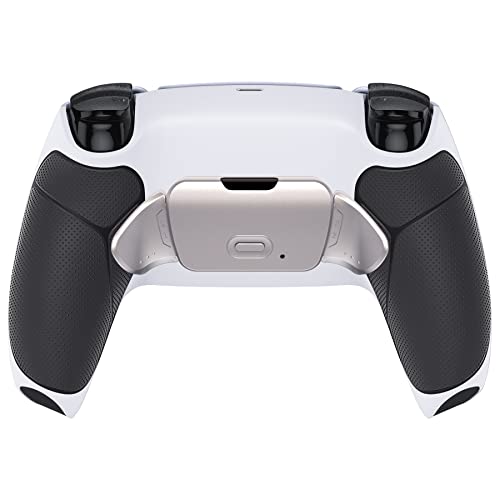 eXtremeRate Silver Real Metal Buttons RMB RISE V3 Remap Kit for PS5 Controller BDM-030 040 050, Black Rubberized Grip White Bottom Shell Upgraded Programable Back Buttons Set for PS5 Controller - color: White Black Silver