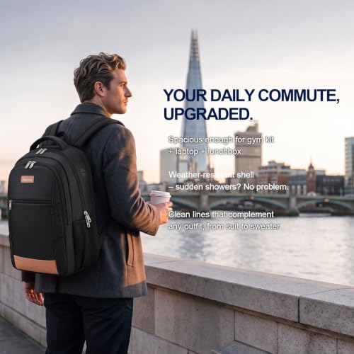 Amovee Business Laptop Backpack,17 Inch Travel Work Bag for Men Black - color: Black