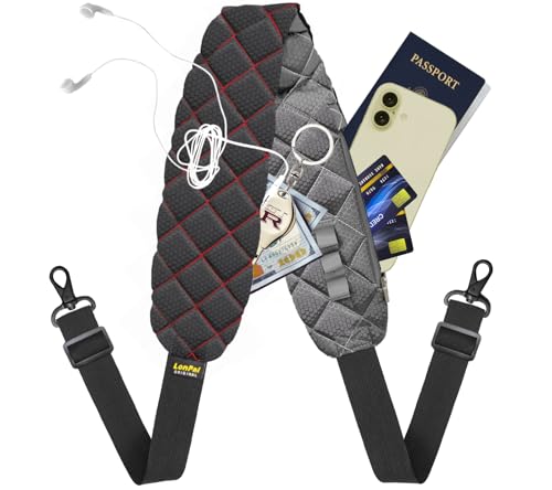 Anti-Theft Shoulder Bag Strap with RFID-Blocking Pockets - 170 Lbs - color: Gray