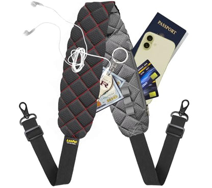 Anti-Theft Shoulder Bag Strap with RFID-Blocking Pockets - 170 Lbs - color: Gray