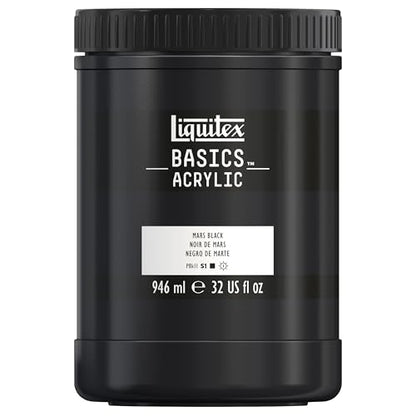 Liquitex BASICS Acrylic Paint, 32-oz Jar, Mars Black - color: Mars Black, size: 32 Fl Oz (Pack of 1)