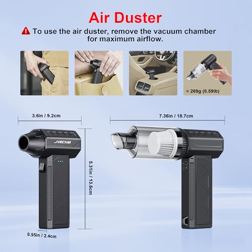 Compressed Air Duster&Vacuum Cleaner, 3-in-1 150000RPM Cordless Air Blower