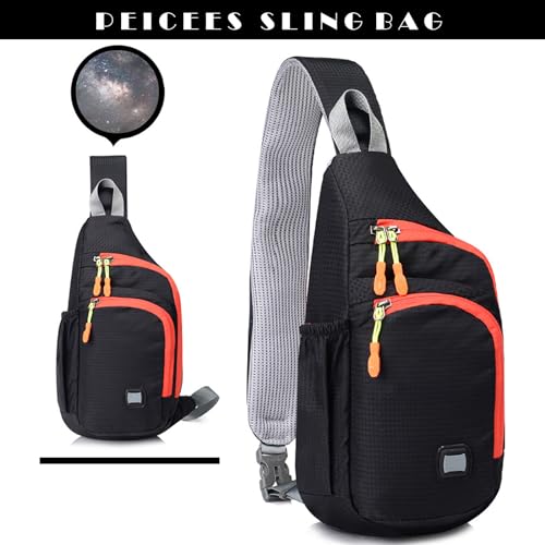 Peicees Small Sling Backpack Waterproof Unisex Shoulder Bag Chest Crossbody Daypack - color: Black, size: Medium