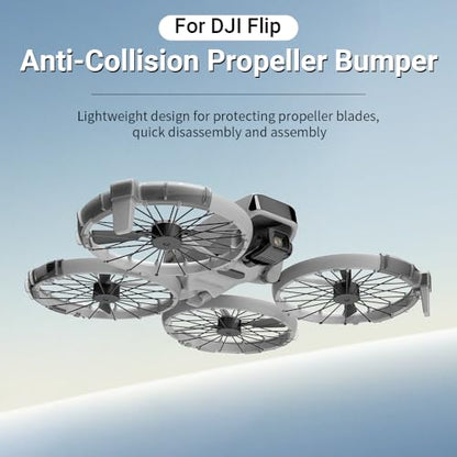 Protective Guard Bumper Ring for DJI Flip Drone Propellers Bezel Anti-Collision Protectors Prop Frame Cover Guards Accessories (Black)