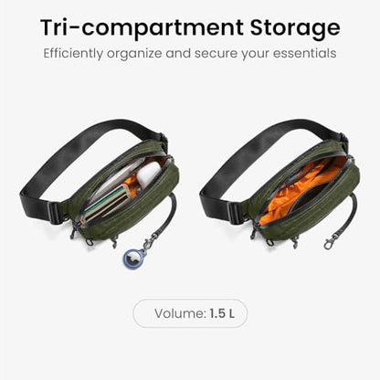 tomtoc 1.5L X-Pac Sling Bag with RFID Blocking Crossbody Pack for Men Women - color: X-Pac Olive, size: 1.5L