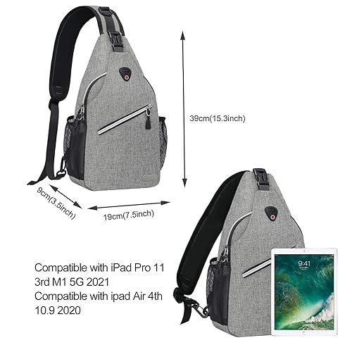 MOSISO Small Sling Bag for Men, Crossbody Shoulder Chest Daypack Bag - color: Gray