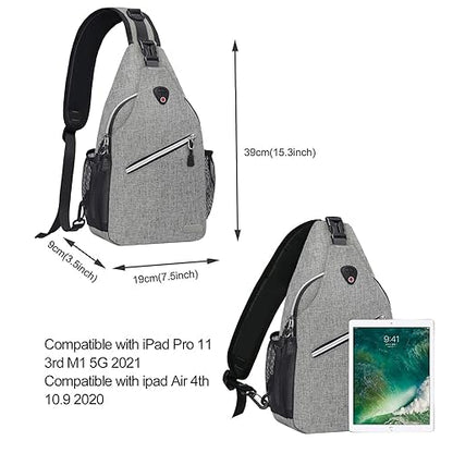 MOSISO Small Sling Bag for Men, Crossbody Shoulder Chest Daypack Bag - color: Gray