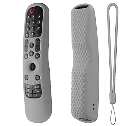 Hi Color Portable Electronic Device Cover for LG TV Remote, MR22GA/MR22GN/MR23GA Silicone Case with Lanyard(Gray) - color: Gray