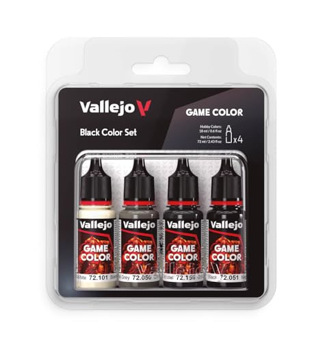 Vallejo - Black Color Set, Game Color, 4 Bottles x 0.6 fl.oz. - style: Black Color Set