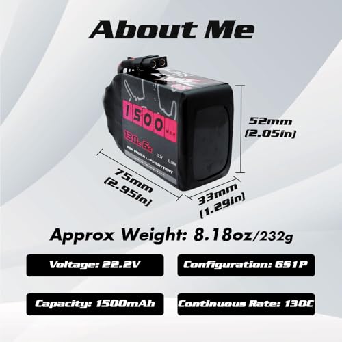 CNHL 1500mAh 6S LiPo Battery 22.2V 130C with XT60 Plug (2 Packs)