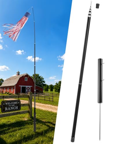 Telescoping Windsock Pole 15 FT with Ground Stake Kit - size: 15 feet- With Ground Stake