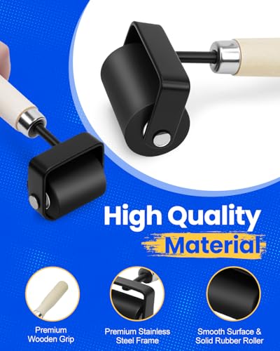 UCEC 3in Wooden Brayer Roller for Printmaking, Durable for Gluing & Crafts - color: 3 Inch-Wooden Handle