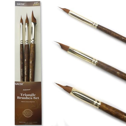 Wedge Paint Brushes Set, Triangle Detail Brushes for Watercolor Painting - size: Small