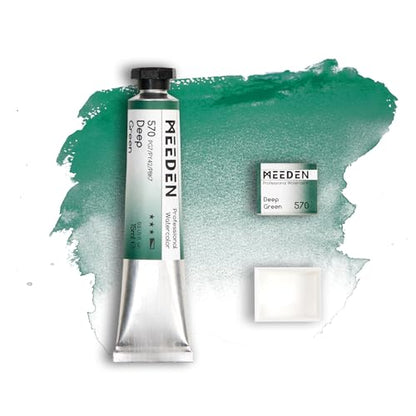 MEEDEN Professional Artist Watercolor Paint: Green Deep - 15ml/0.5oz - color: Green Deep
