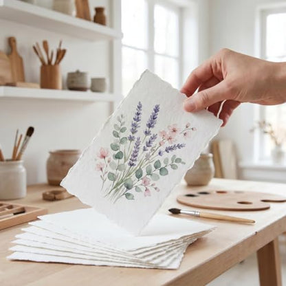 8 Sheets Cotton Watercolor Paper, 102 x 152mm White Handmade Paper