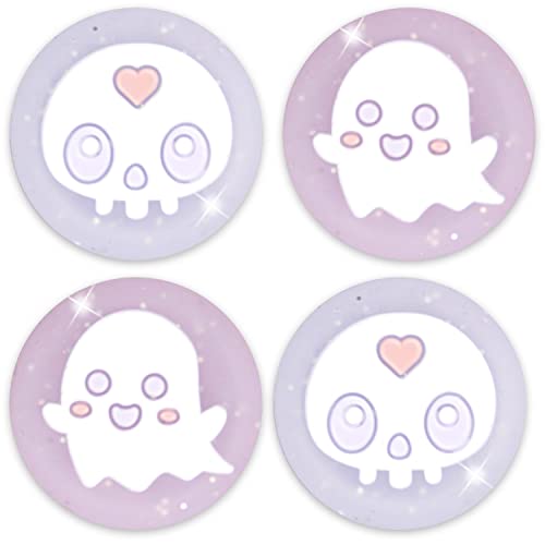 BelugaDesign Ghost Thumb Grips | Big Glitter Halloween Gothic Clear Jelly Joystick Grip Button Caps | Compatible with Sony Play Station PS5 PS4 X Box Series X S Nintendo Switch 2 Pro Controllers