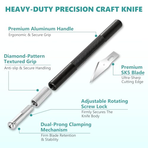 Precision hobby knife set, Craft Knife Blades Angles Steel Ruler - color: Green