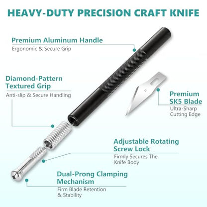 Precision hobby knife set, Craft Knife Blades Angles Steel Ruler - color: Green