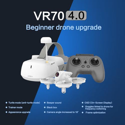 APEXFPV FPV Drone Kit,FPV Goggles Beginners Drone,Indoor&Outdoor drone,Trainer Mode,Turtle Mode,Black Box,Anti-loss Beeper,Optical Flow Fixed Point,Drop-resistant,Have Video Tutorials.VR70-4.0