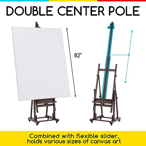 MEEDEN Extra Large Art Easel: H-Frame Wooden Heavy Duty Painting Easel - color: Walnut, size: Large