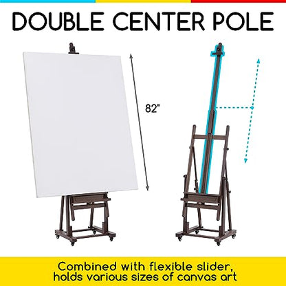 MEEDEN Extra Large Art Easel: H-Frame Wooden Heavy Duty Painting Easel - color: Walnut, size: Large