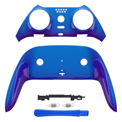 eXtremeRate Top Bottom Decorative Trim Shell Compatible with ps5 Edge Controller DIY Replacement Front Back Clip Shell, Custom Chameleon Purple Blue Plates Cover Compatible with ps5 Edge Controller - color: Chameleon Purple Blue