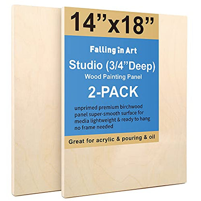 Falling in Art 2 Pack 14x18 Unfinished Birch Wood Panels Kit for Painting - size: 14*18 2-pack