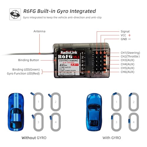 Radiolink RC4GS V3 5CH 2.4G RC Transmitter R6FG Gyro Receiver for Crawler