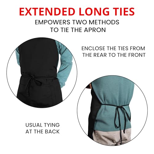 Utopia Kitchen Bib Aprons 10 Pack Adjustable With 2 Pockets - color: Black