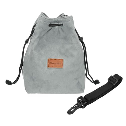 Patikil XL Drawstring Lens Case Flannel Camera Handbag with Adjustable Shoulder Strap, Grey - color: Gray, size: XL