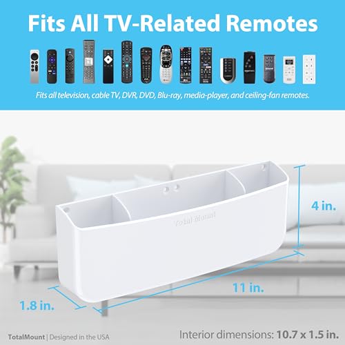 TotalMount Drop-Free Remote Holder – Removable Adhesive Strips – Pro White - color: For 5 or 6 Remotes – Premium White