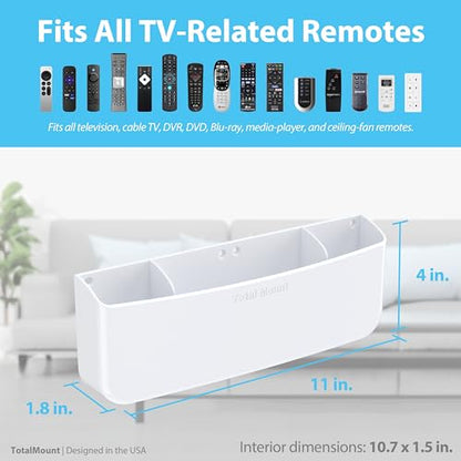 TotalMount Drop-Free Remote Holder – Removable Adhesive Strips – Pro White - color: For 5 or 6 Remotes – Premium White