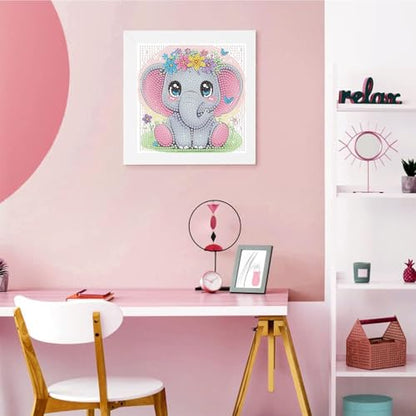 Gemozaic Elephant Diamond Art Kits for Kids Ages 4-8-12 with Frame, 7 x 7 - color: CC994