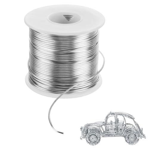 JMIATRY 196FT 16 Gauge Aluminum Wire for Crafts, Silver Armature Wire Roll