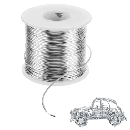 JMIATRY 196FT 16 Gauge Aluminum Wire for Crafts, Silver Armature Wire Roll