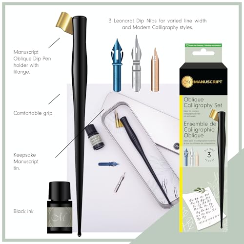 MANUSCRIPT Modern Calligraphy Oblique Set, Pink Holder, 3 Nibs - color: Pink