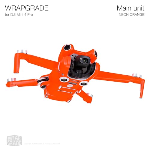 WRAPGRADE Skin Stickers Compatible with DJI Mini 4 Pro | Full Wrap (Neon Orange) - color: Neon Orange