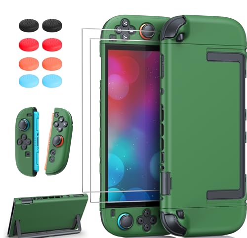 FYOUNG Upgrade Switch 2 Protective Case&Screen Protector Set,Dockable Cover - color: Green, size: for switch 2 7.9inch