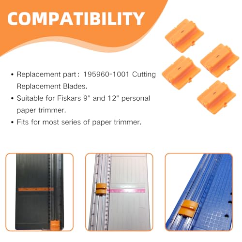 4-Pack Paper Trimmer Blades 195960-1001 for Fiskars Personal Trimmer