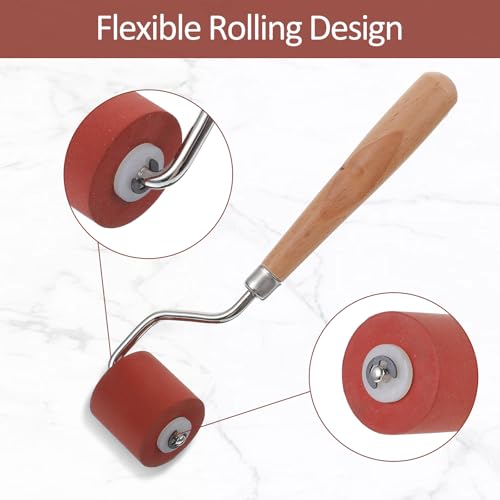 3Pcs Rubber Brayer Rollers,Brayer Ink Roller with Comfort Grip for Crafting Rubber Brayer Roller Brayer Ink Roller for Stamping,Printing,Printmaking