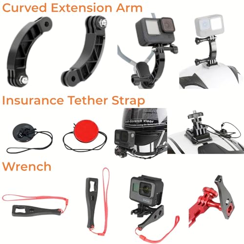 Universal Action Camera Accessories Kit: Curved/Flat Mount, Quick Release Buckle, J-Hook Buckle, 3-Way Pivot Arms, Tripod Adapter, Curved Extension Arm and etc, Action Camera Basic Adapter Kit