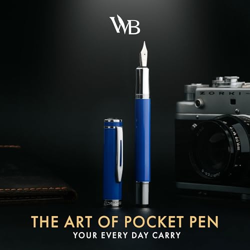 Wordsworth & Black Mini Pocket Fountain Pen for Writing, Medium Nib, Blue - color: Imperial Blue