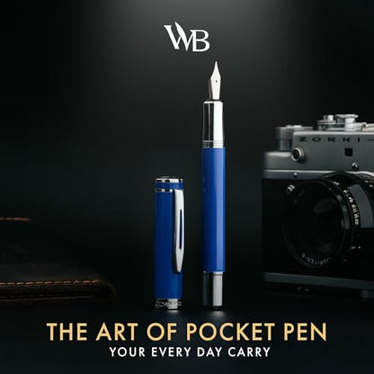 Wordsworth & Black Mini Pocket Fountain Pen for Writing, Medium Nib, Blue - color: Imperial Blue