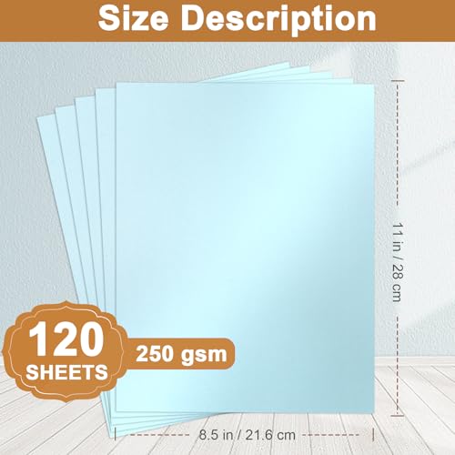 Silunkia 120 Sheets Light Blue Shimmer Cardstock 8.5 x 11 Paper 92lb - color: Blue, size: 120 Sheets