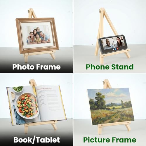 4 Pack Tabletop Wooden Easels, 11.8 Inch Adjustable Foldable