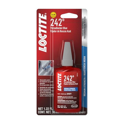 LOCTITE 242 Automotive Blue Threadlocker - Medium-Strength Thread Lock, Multi-Purpose Applications, Works on All Metals - 36 ml, 1 Pack